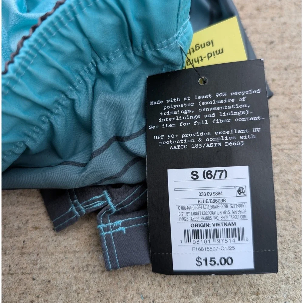 Art Class Swim‎ Trunks Kids Size S 6/7 Blue Ombre NWT UPF 50+ Board Shorts